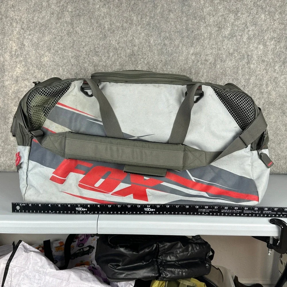 Fox Racing Duffle Bag Mens Large Grey Red Racing Gear Bag Motocross SIL 75